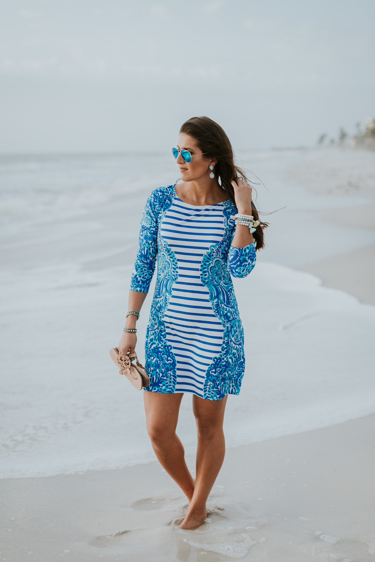 lilly pulitzer knit dress, lilly pulitzer nila dress, beach style, resort365, beach fashion, beachside, tory burch miller flip flops, tory burch miller sandals, tassel bracelets, travel fashion, vacation outfit, vacation style, resort style, buy me lilly pulitzer // grace wainwright a southern drawl