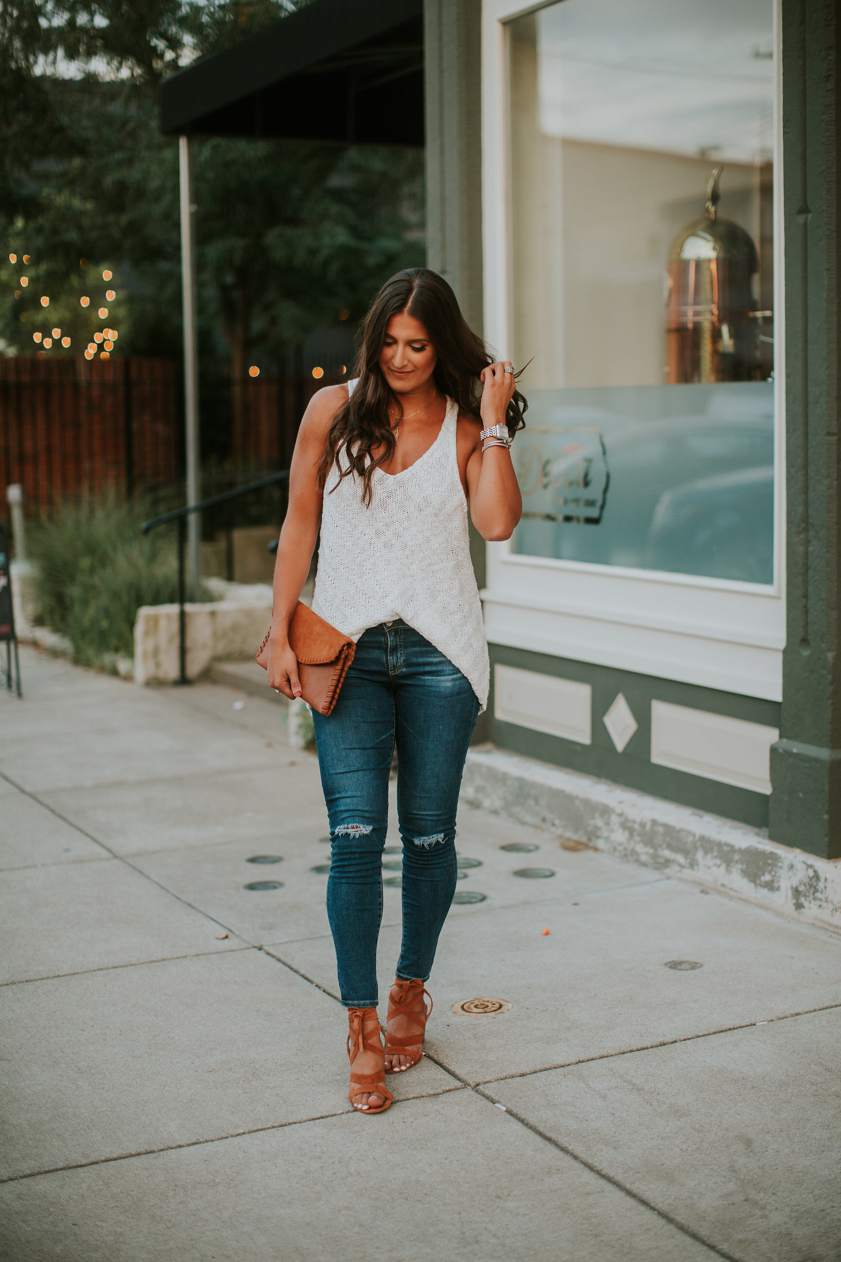 knit sweater tank, life update, a southern drawl life update, free people sweater tank, ag the legging jeans, wraparound sandals, a southern drawl boyfriend, a southern drawl jordan, grace wainwright boyfriend, feast bbq louisville ky, feast bbq nulu, erin trimble photography, bourbon slush, grace wainwright a southern drawl