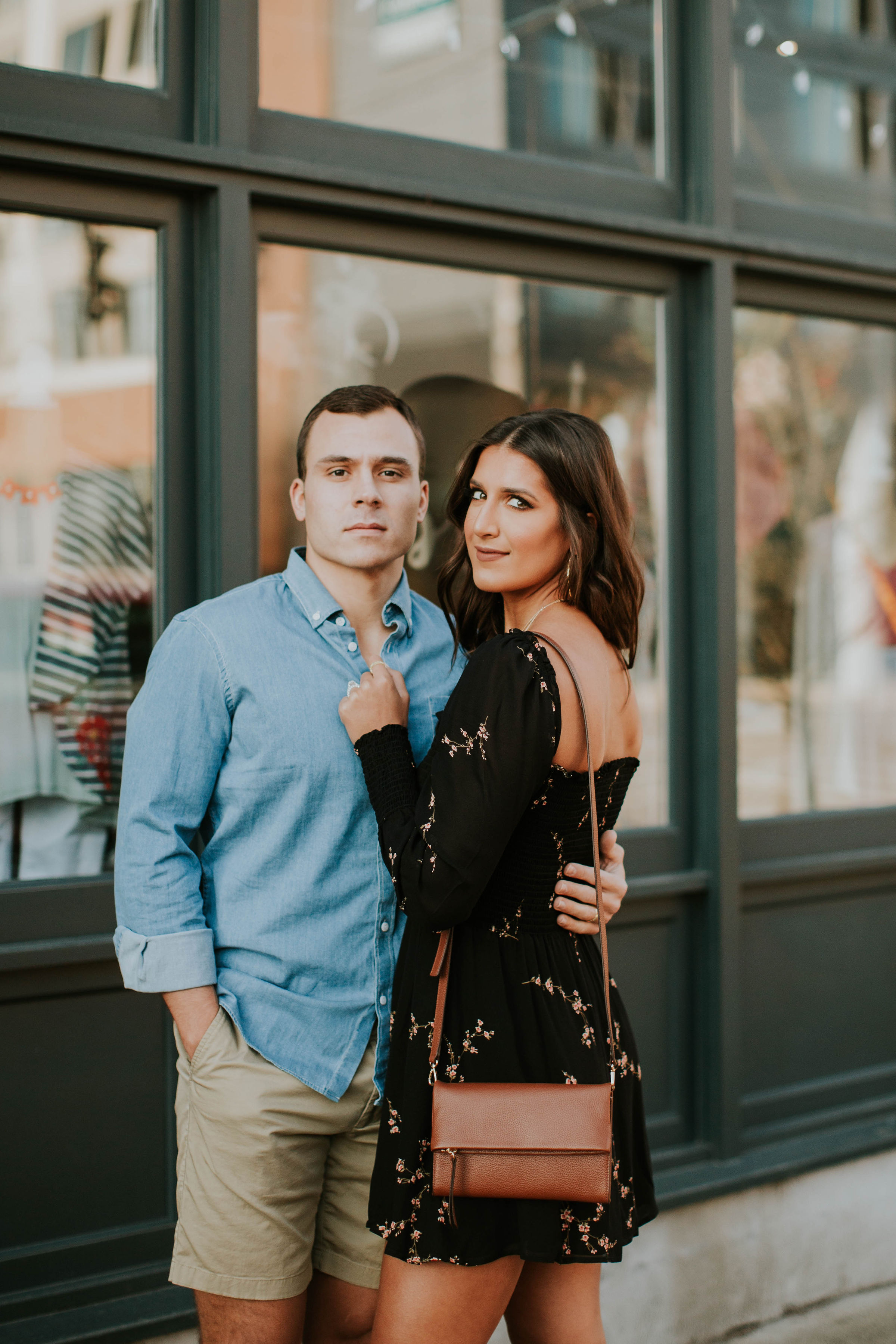 spring date night style, men's chambray shirt, men's style, reformation dress, nordstrom dress, treasure and bond wedges, affordable fashion, spring outfit // grace white, a southern drawl