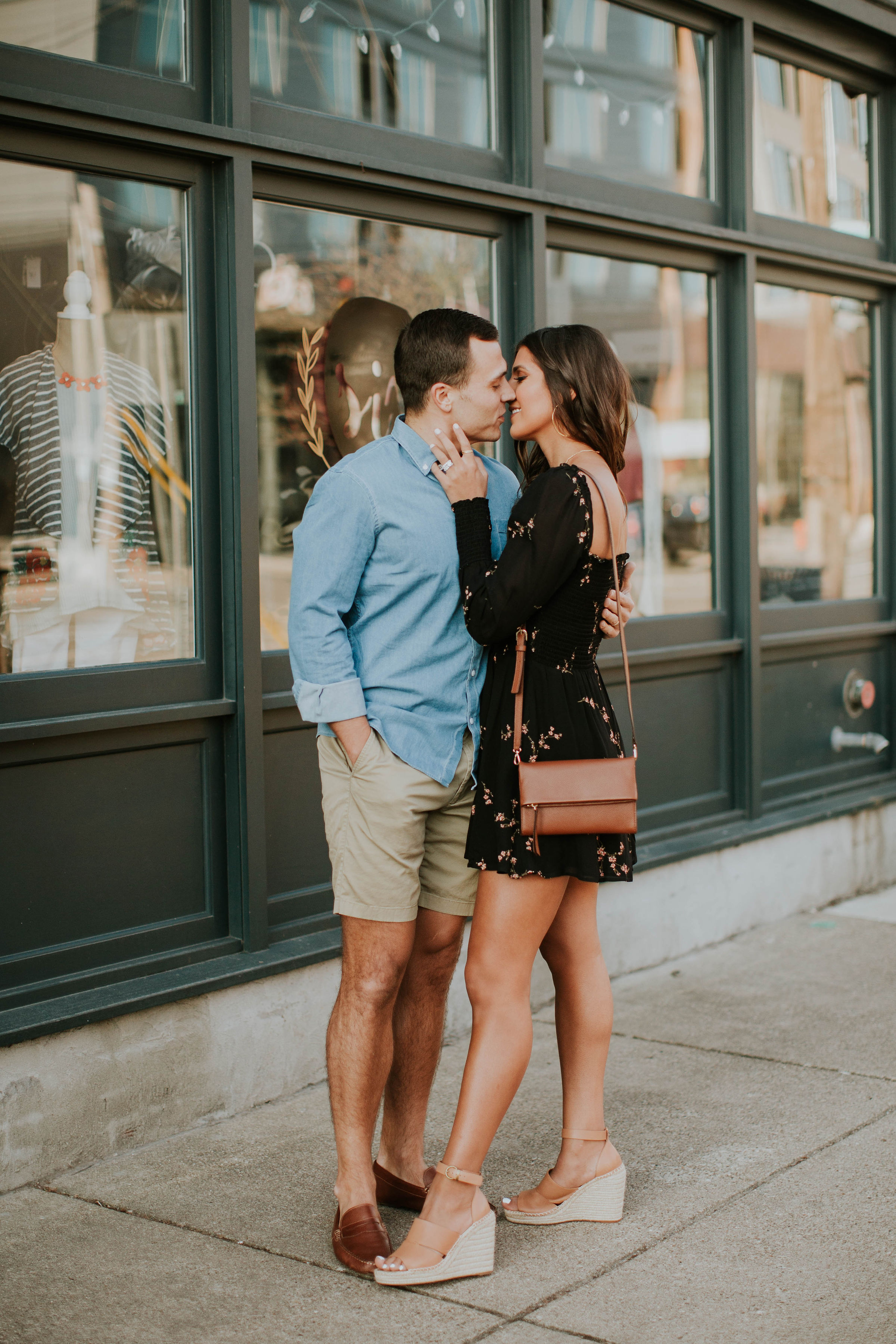 spring date night style, men's chambray shirt, men's style, jordan white louisville ky, a southern drawl marriage, a southern drawl husband, grace wainwright husband, grace white husband, reformation dress, nordstrom dress, treasure and bond wedges, affordable fashion, spring outfit // grace white, a southern drawl
